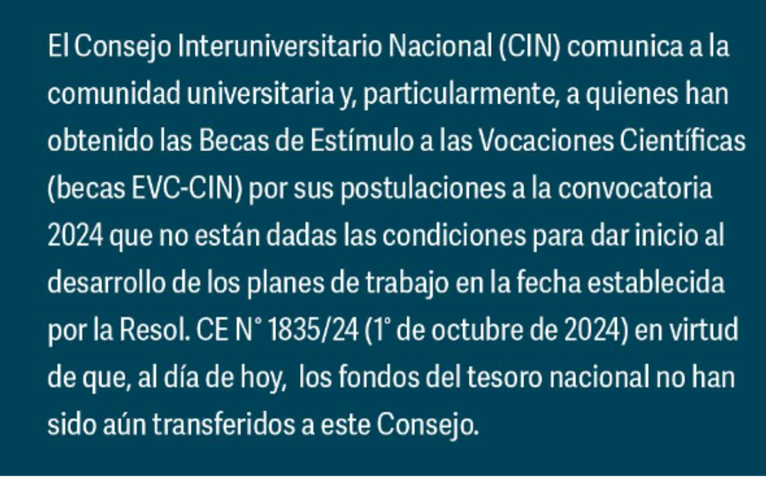 Becas EVC-CIN 2024: Comunicado importante