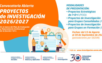 Convocatoria abierta para presentar Proyectos de Investigación 2026-2027