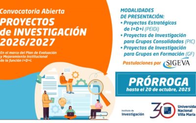Prórroga para la presentación a Proyectos de Investigación 2026/2027
