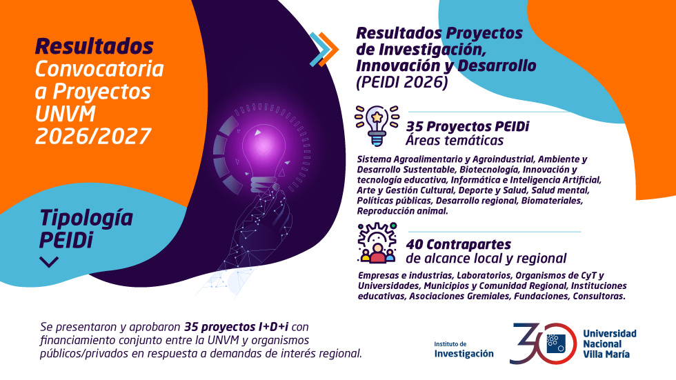 Resultados PEIDI UNVM 2026: 35 proyectos seleccionados con impacto regional